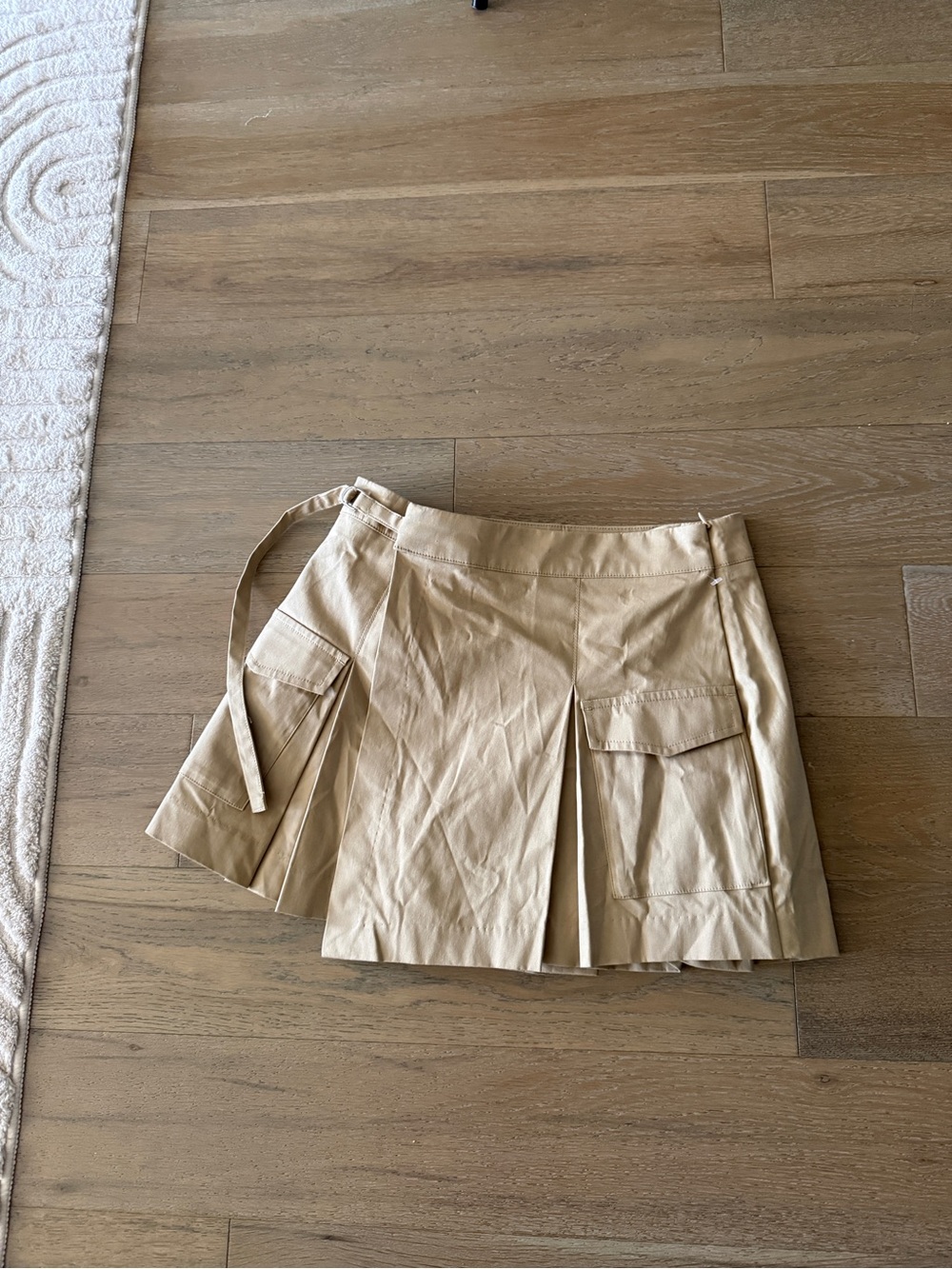 Zara Pleated Cargo Mini Skort in Beige